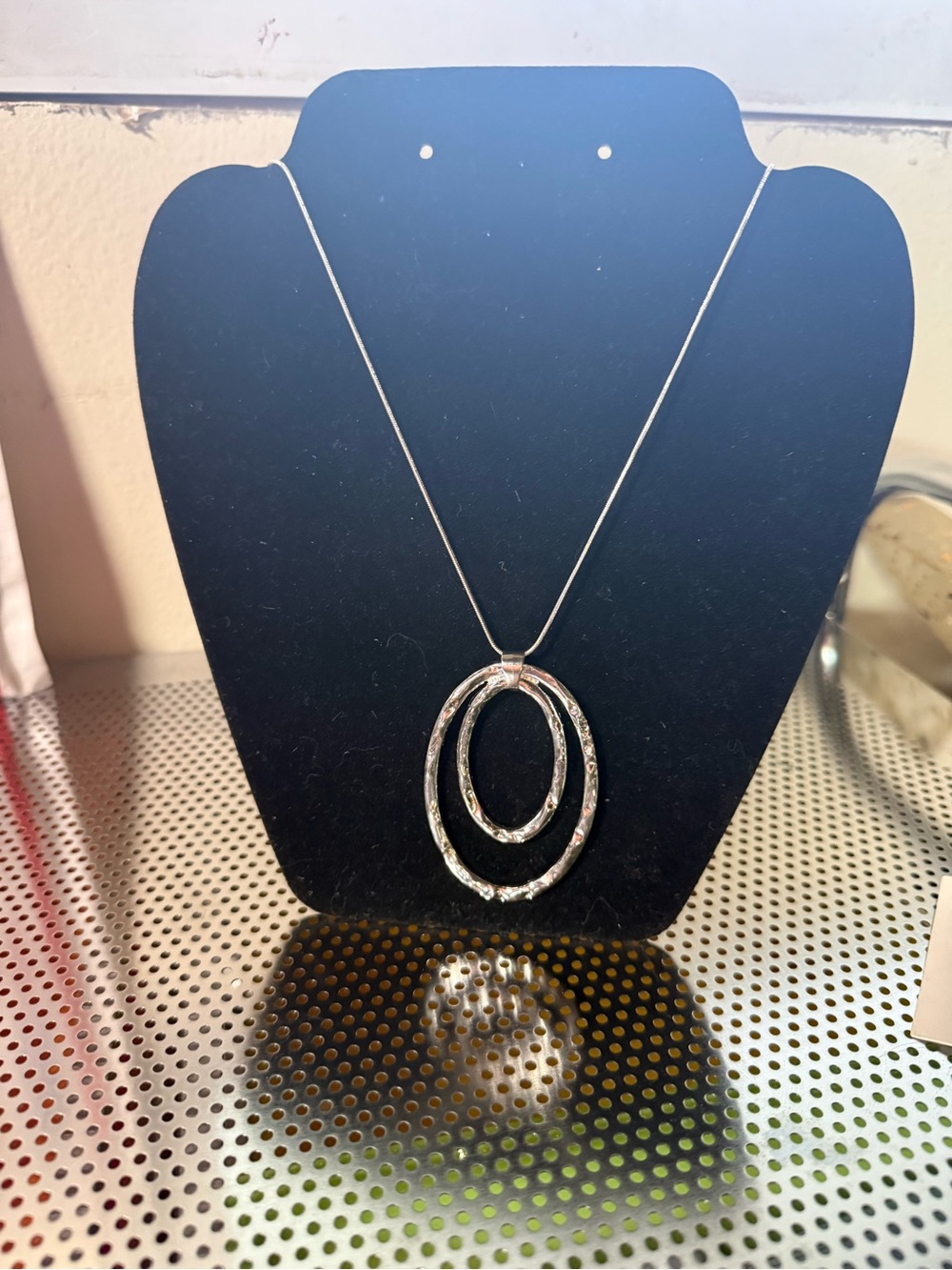 Silver Double Hoop Pendant Necklace - Women Jewelry
